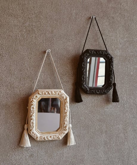 fringe hanging mirror    square