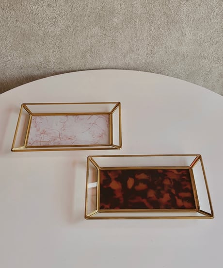 真鍮×ガラス marble tray