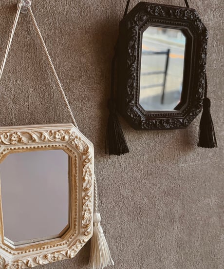fringe hanging mirror    square