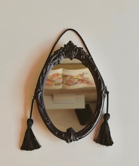 fringe hanging mirror   oval