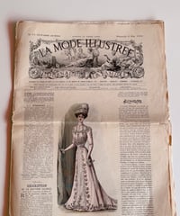 【フランス蚤の市】 antique French paper 全12ページ  〜薄ピンクドレスの貴婦人〜