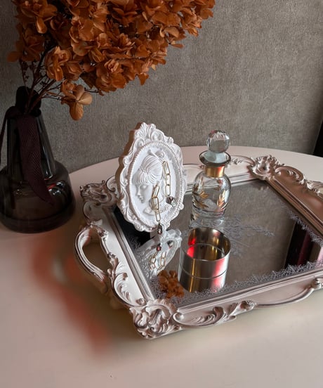 decorative mirror tray  white