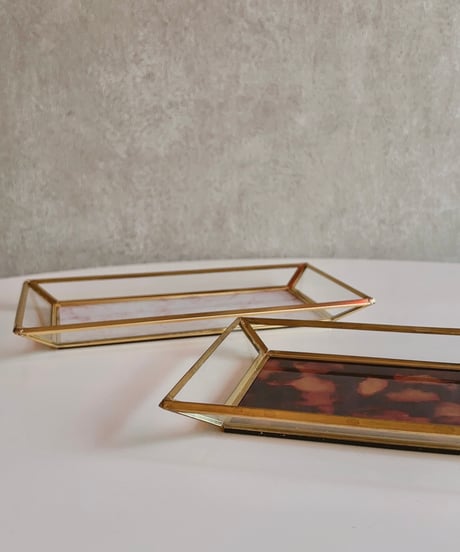 真鍮×ガラス marble tray