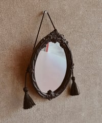 fringe hanging mirror   oval