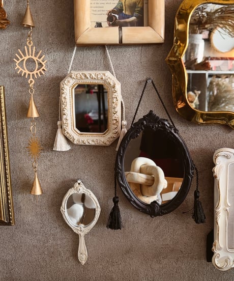 fringe hanging mirror    square