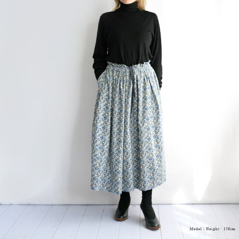 リバティスカート ヨシエ ネイビー ハンドメイドスカート
