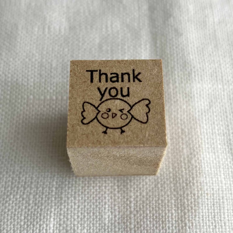 ことりんこ Thank you スタンプ！ 1.5㎝角 持ち手 木 小鳥 のコピー 