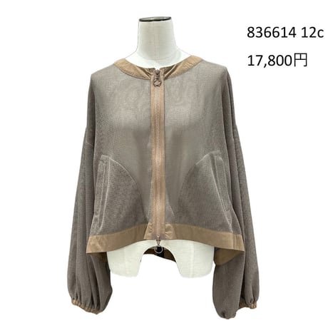 836614クルーネックメッシュブルゾン