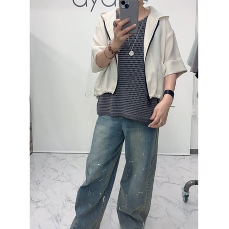826540ニットメッシュAラインタンクトップ