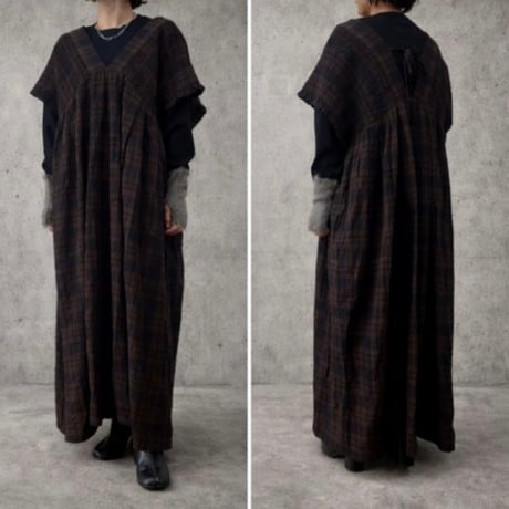 【sirodelabonte】 crinkle check shirring OP