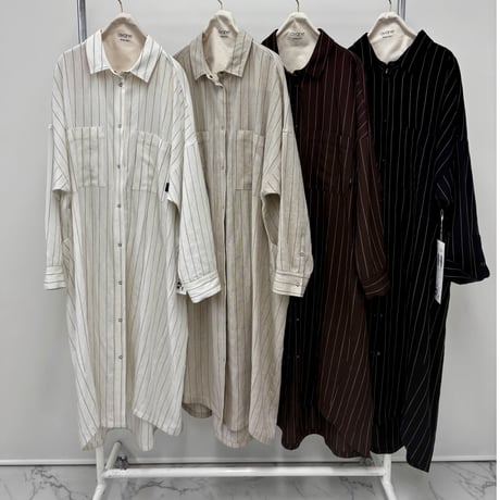 836618ピンストライプロングシャツ