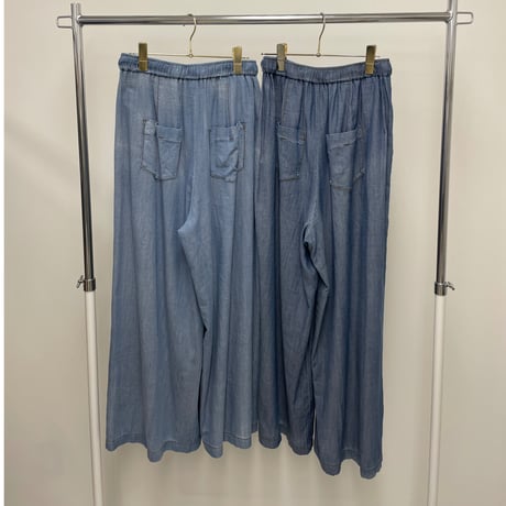 816304シアーデニムタックワイドパンツ