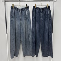 826502  麻混デニムバレルレッグパンツ