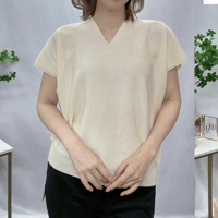 【DONA MARIE】 ラメ混VネックフレンチニットPO