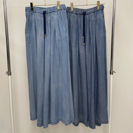816304シアーデニムタックワイドパンツ