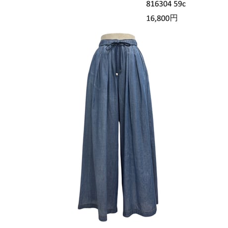 816304シアーデニムタックワイドパンツ