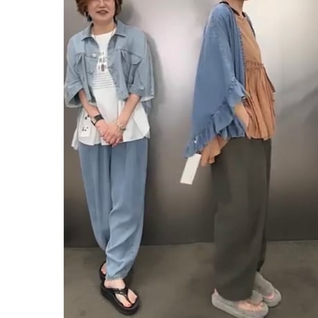826507 テンセルデニムタックバレルレッグパンツ