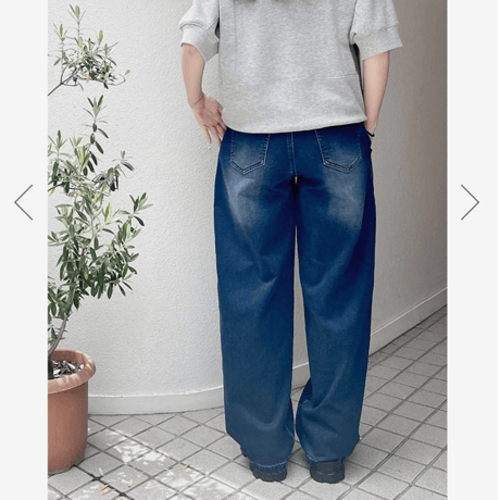 【INDKNIT】ダブルステッチ カーブデニム