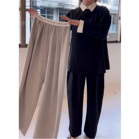 【MARGAUX VINTAGE】 ウエストロゴタックパンツ