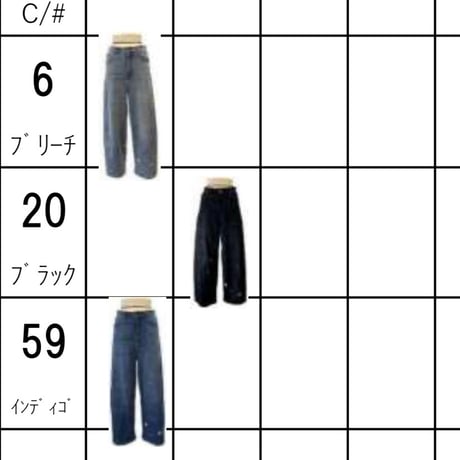 856734 ペイント加工バレルレッグデニムパンツ(ブルー)