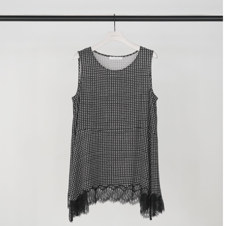 【CHIGNON】ﾚｰｽﾄﾘﾑﾄﾞｯﾄﾀﾝｸTOP