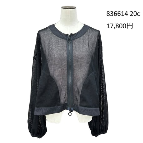 836614クルーネックメッシュブルゾン