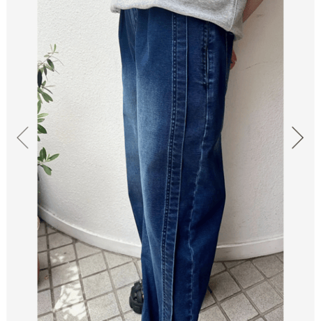 【INDKNIT】ダブルステッチ カーブデニム