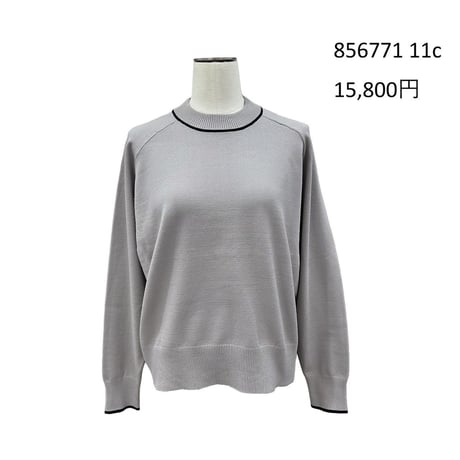 856771 配色ライン入りニットプルオーバー