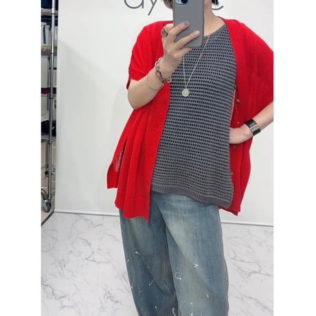 826540ニットメッシュAラインタンクトップ