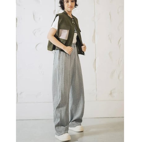 【INDKNIT】ダブルステッチ カーブパンツ