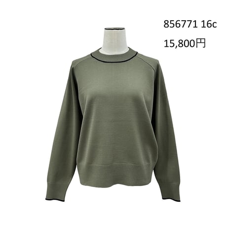 856771 配色ライン入りニットプルオーバー