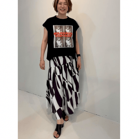 【MARGAUX VINTAGE】ロゴウエストジオメトリック柄スカート