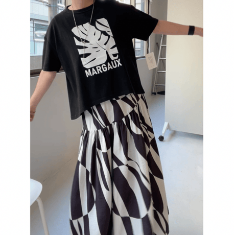 【MARGAUX VINTAGE】ロゴウエストジオメトリック柄スカート