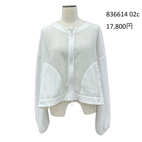 836614クルーネックメッシュブルゾン