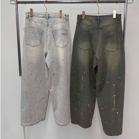 836626グレイッシュデニムバレルレッグパンツ