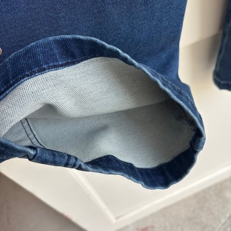 【INDKNIT】ダブルステッチ カーブデニム