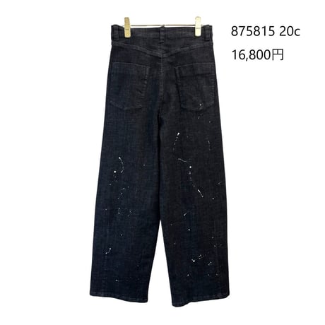 856734 ペイント加工バレルレッグデニムパンツ(ブルー)