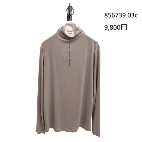 856739  ベア天 縦ロゴプリントボトルネックロンT