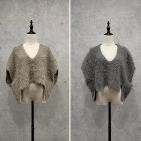 【sirodelabonte】 shaggy knit　Vneck short vest