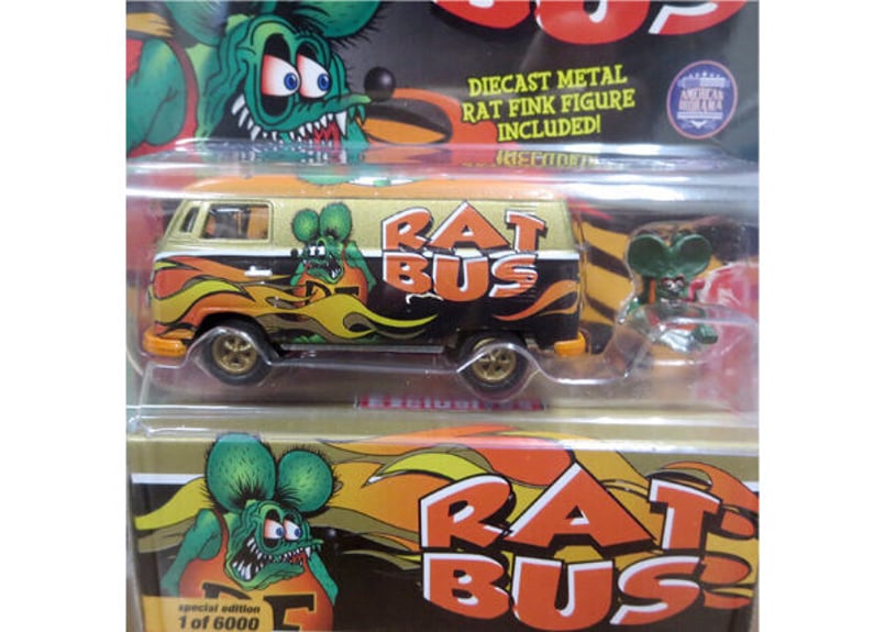 JOHNNY LIGHTNING 1/64 Rat Fink 1964 VW Type2 Tr