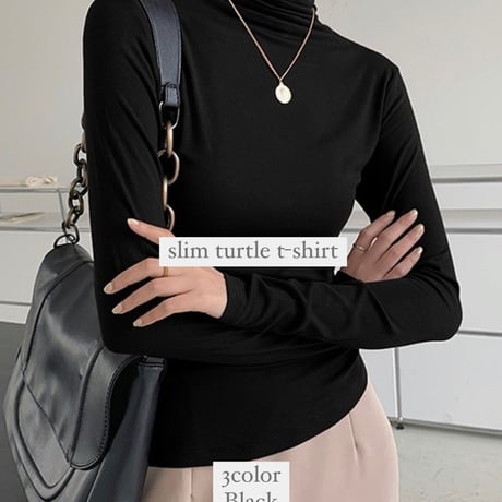 slim turtle t-shirt / Black