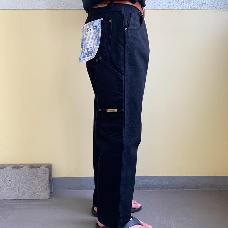 プリズンブルース紙パッチデニムペインタージーンズ黒正規品美品W34L32 プリズンブルース紙パッチデニムペインタージーンズ黒正規品美品