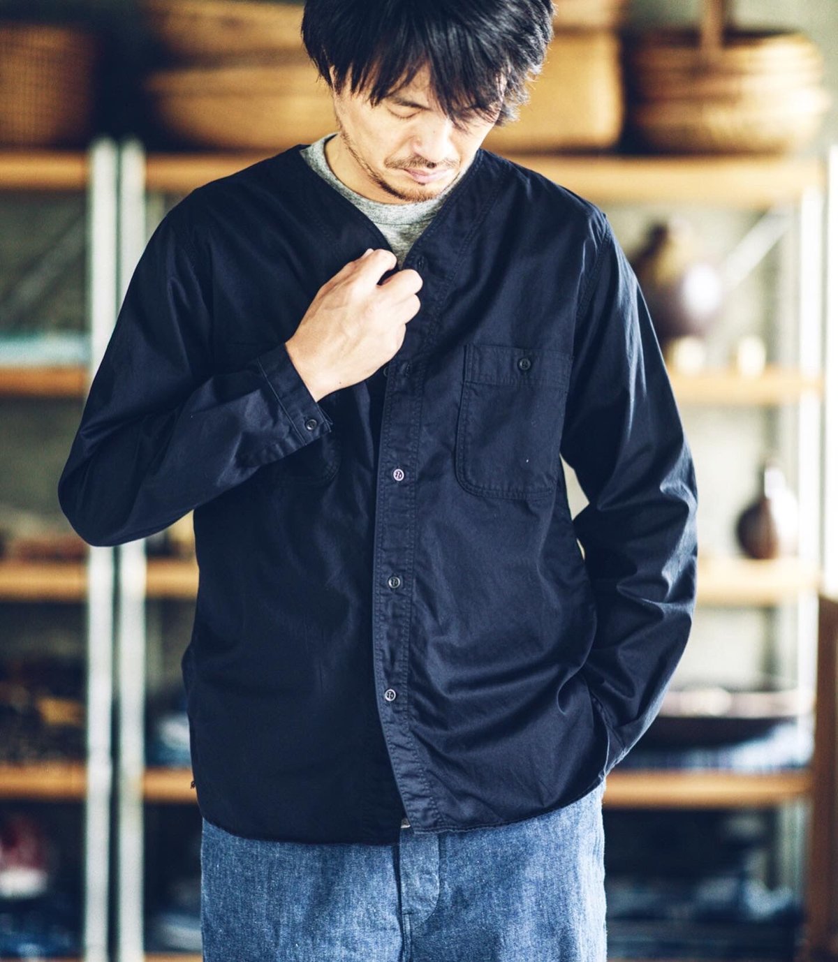 orSlow 柄シャツ　size4 orSlow シャツ orSlow/オアスロウ BLACK DENIM WESTERN SHIRT