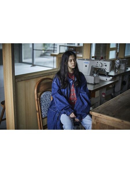 【orslow】オアスロウ 美品 フロントプリーツデニムコート ロングジャケット orSlow [オアスロウ] 別注 TYPE1 40Sプリーツフロントデニム