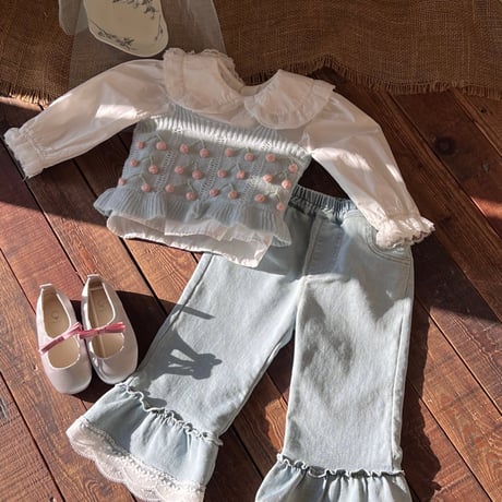 [即納] White collar cotton blouse/ aiai (110sizeのみ)