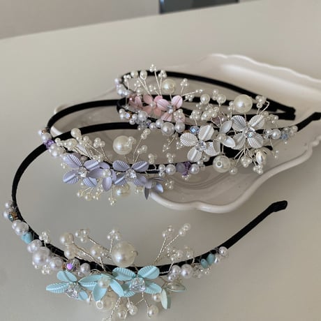 [予約]  flower pearl shushu hair band