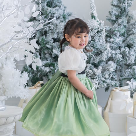 [予約] Princess nordic frill green dress