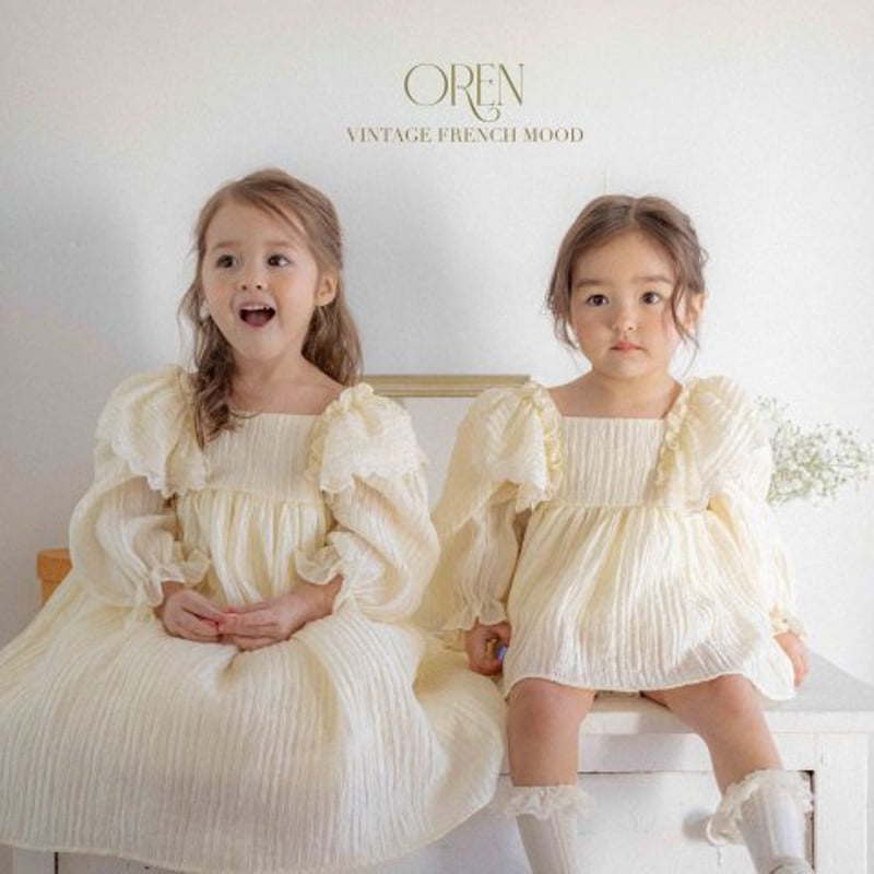 即納] lily-frill dress(cream/beige)/ OREN by Hib