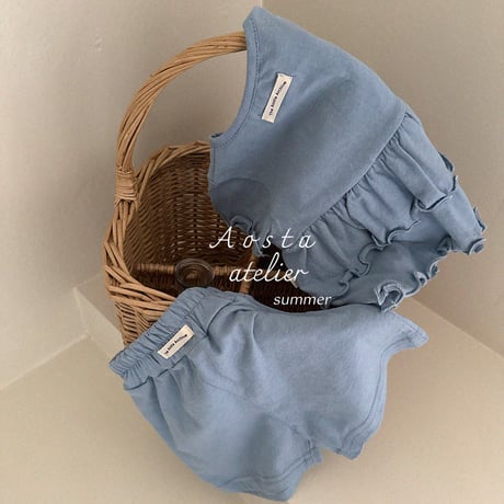 [即納] linen frill blouse / Aosta(ivory S,L,XL_のみ)