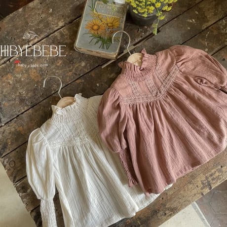 [即納] Vella smoke blouse/ Hibyebebe （pink M _ size のみ）